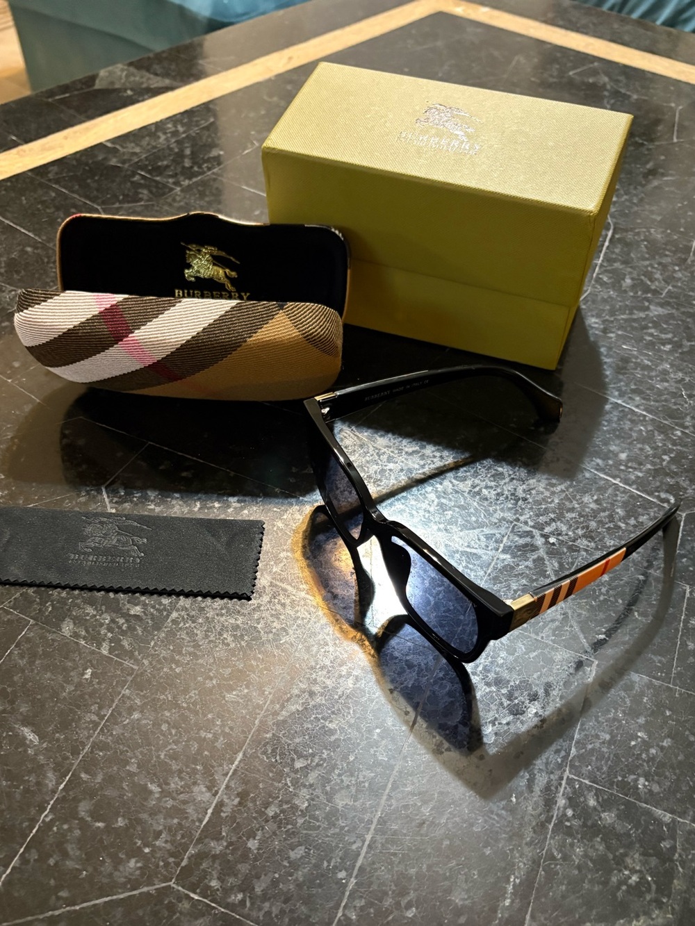 Black Sunglasses with Checkered accent